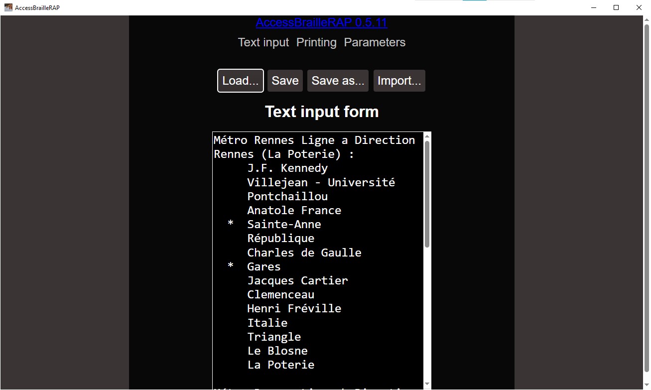 Capture d'écran de la page fichier